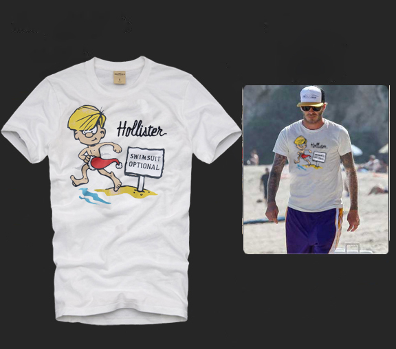 Hollister Hombres De Cuello Redondo Con Gente Fotos Corto Remera HCO4295